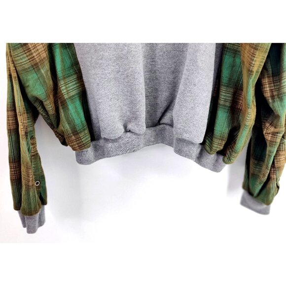 Upcycled It's All About My Cat Embroidered Oversized Sweatshirt Corduroy Flannel - Picture 9 of 9